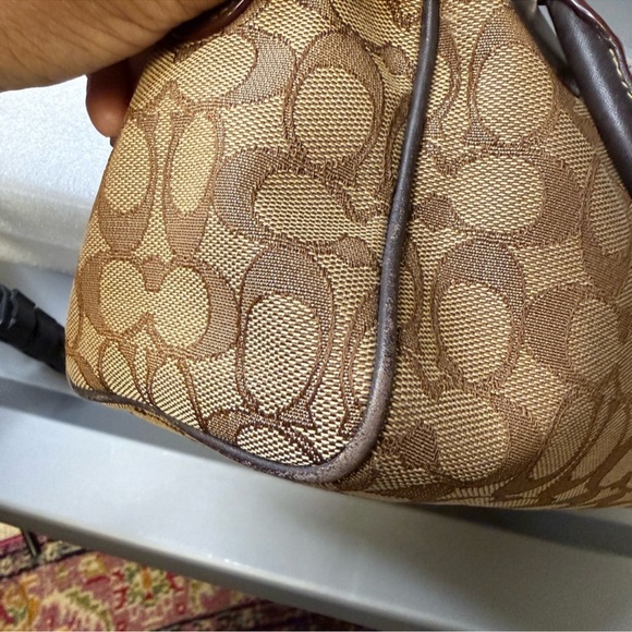 Coach Signature Mini Bennett Satchel in khaki canvas and brown leather trim. - Picture 15 of 15